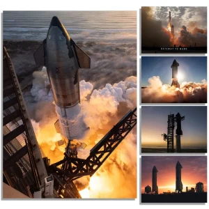 Real Photos of Spacex Starship Prints Canvas Poster Aviation Technology Wall Art Decor Rocket Art Photos Wall Art Decoration